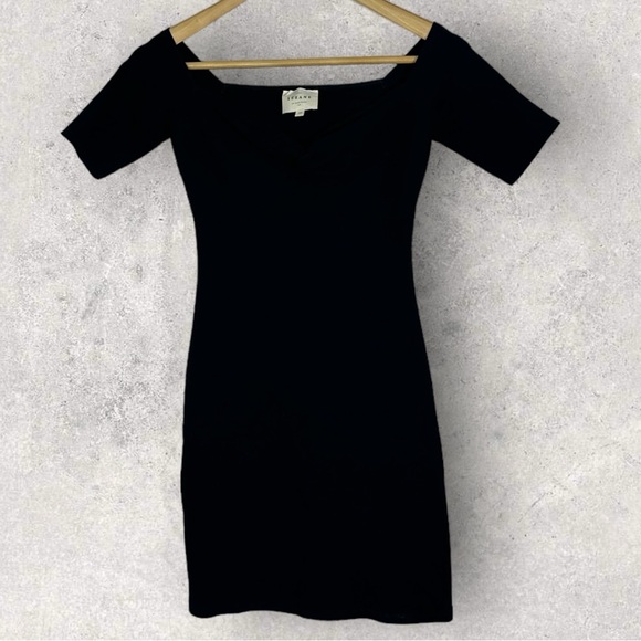 Sezane Coraline Dress Black‎ Size XS Minimalist French Sweetheart V-Neck Bodycon - Picture 11 of 12